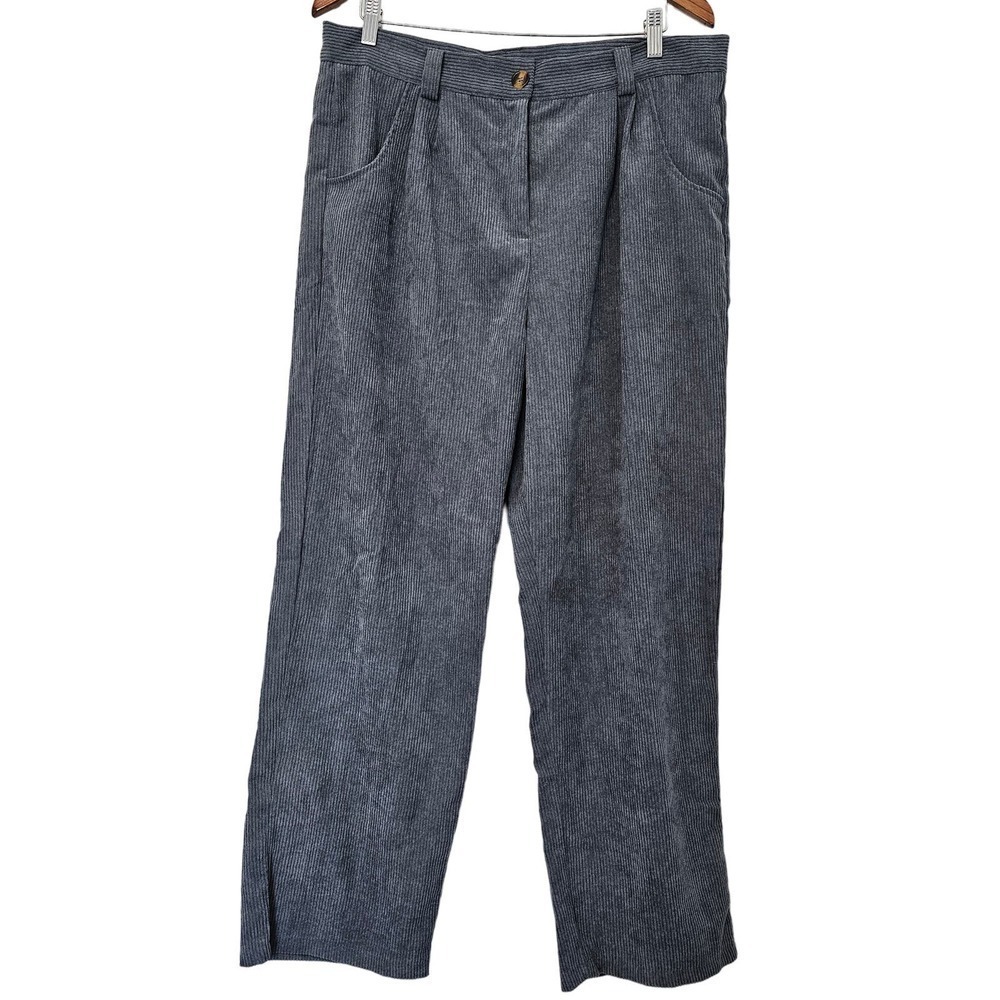 Corduroy Pants Womens Size 2XL Gray Career Dress Pants High Rise Pleated